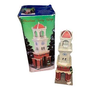 O'Well 2005 Heartland Valley Village Christmas Ceramic Clock Tower Decor Holiday